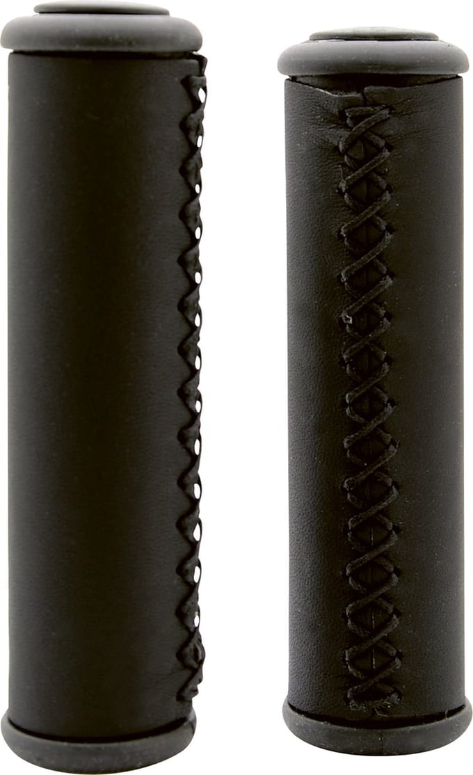 Simson Lederen handvatten - handgestikt - zwart - lang - comfort foam vulling
