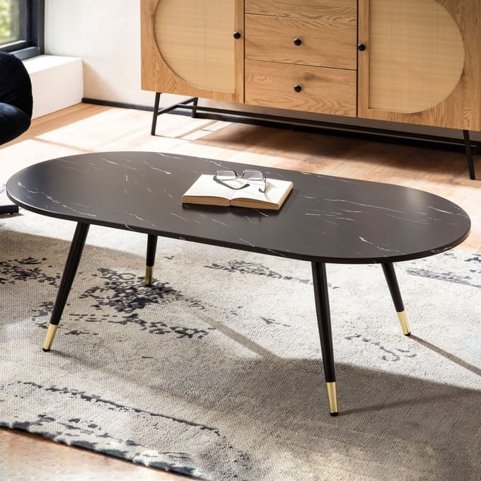 Sky Style Vetra Ovale Salontafel Zwart Marmerlook