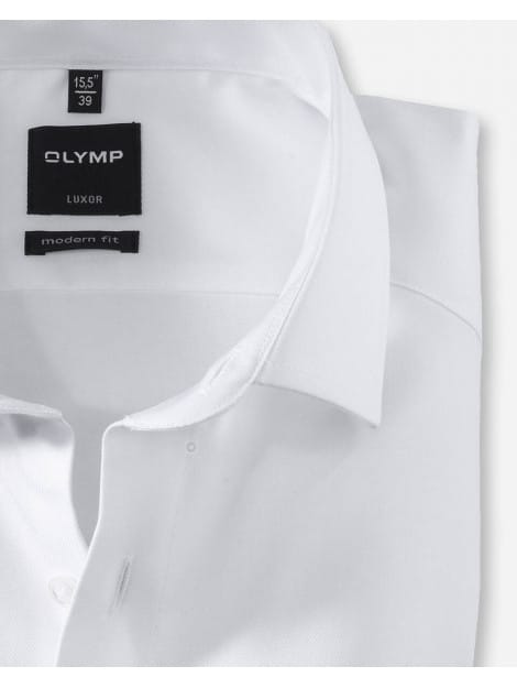 OLYMP Luxor modern fit overhemd - wit twill - Strijkvrij - Boordmaat: 41