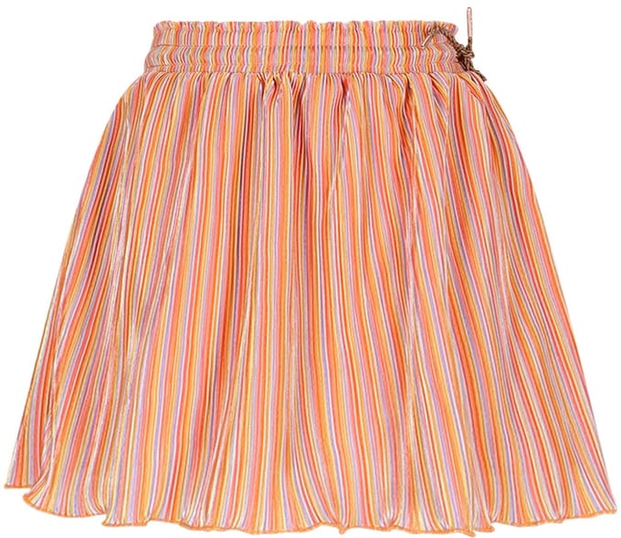 NONO - Norah Striped Plissee Skirt - Orange Coral - Maat 104