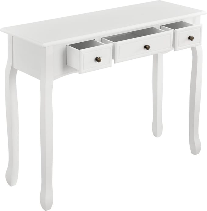 Console tafel sidetafel met 3 lades landelijk 100x35x78 cm wit
