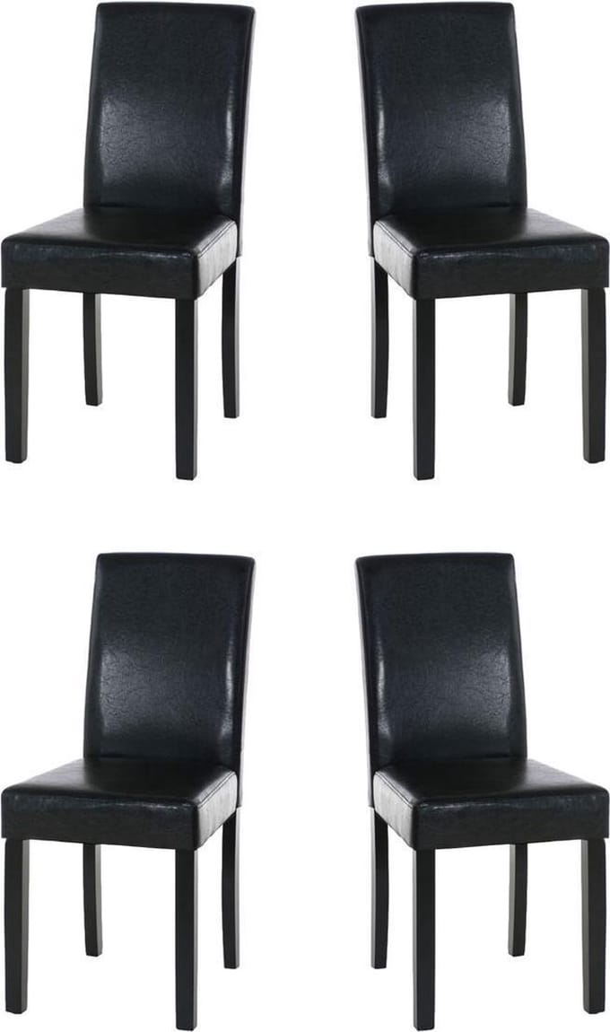 CLP Ina Set van 4 Eetkamerstoelen - Kunstleer bruin zwart