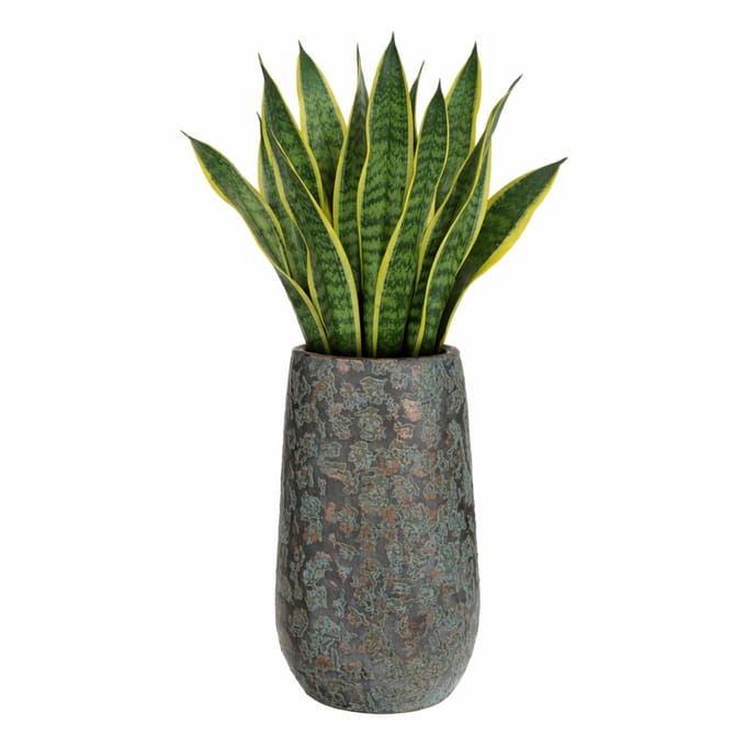 Mica Decorations Bloempot hoog Clemente - 35 x 17 cm - groen/koper - keramiek - vaas