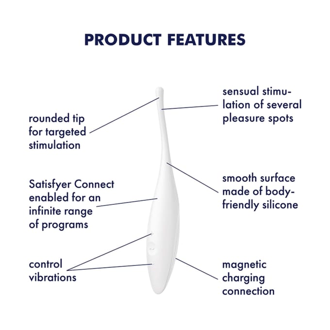 Satisfyer Twirling Joy, tipvibrator met app-bediening, waterdichte, huidvriendelijke siliconen