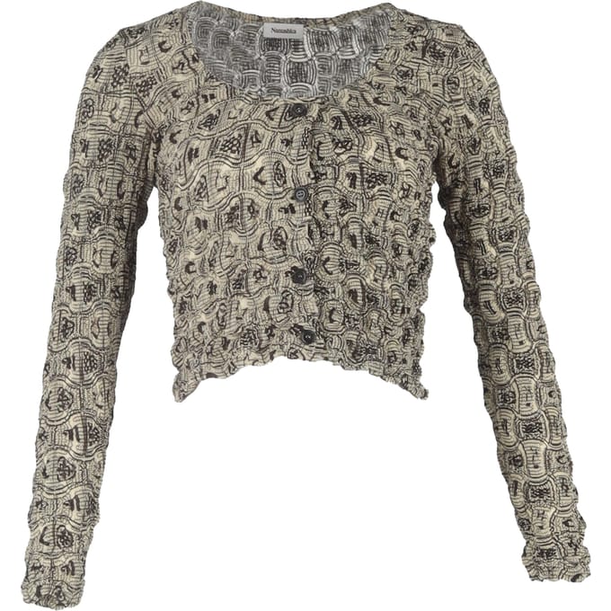 Nanushka bedrukte, gesmokte Rosine-cardigan in veelkleurig polyester