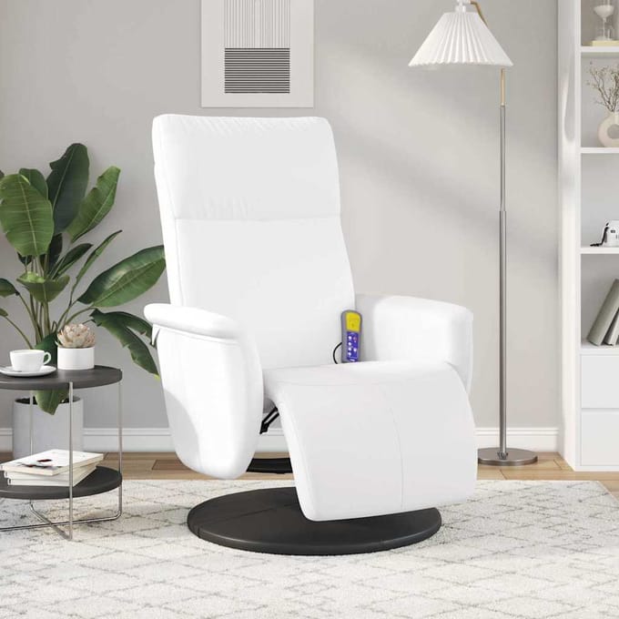 vidaXL Massage Recliner Stoel Wit 71 x 90 x 105 cm Nep Leer