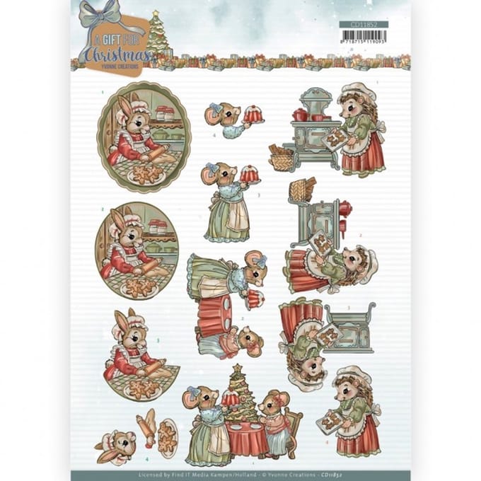 3D Cutting Sheet - Yvonne Creations - A Gift for Christmas - Christmas Cake 1 stuks