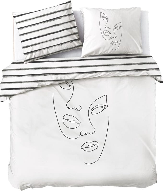 Dindi Home Dekbedovertrek Tender Tattoo - 240x220 - 100% katoen - Wit