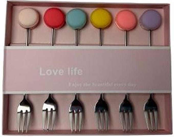 Love Life - Gebaksvorkjes - Taartvorkjes - Macaron - 6 Stuks