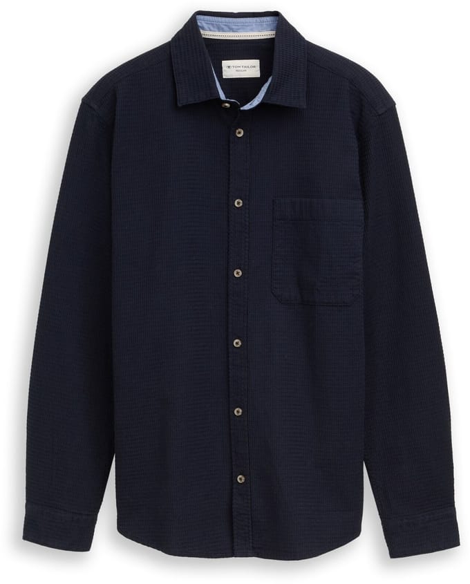 Tom Tailor - Regular fit overhemd met wafelstructuur - Maat S - sky captain blue