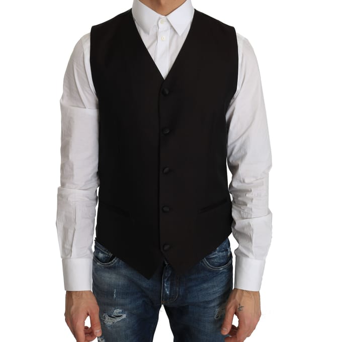 Dolce & Gabbana Mannen Zwarte Zijden Jurk Waistcoat