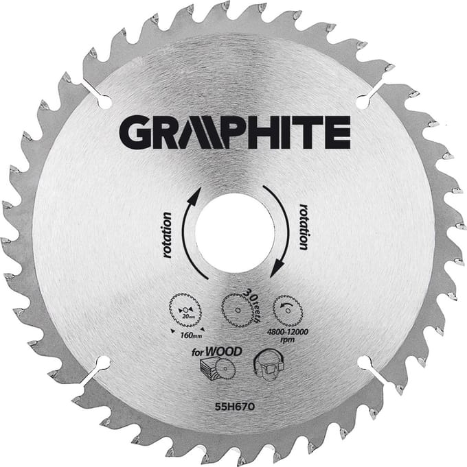 Graphite Cirkelzaagblad Voor Hout 160x20x30 TCT