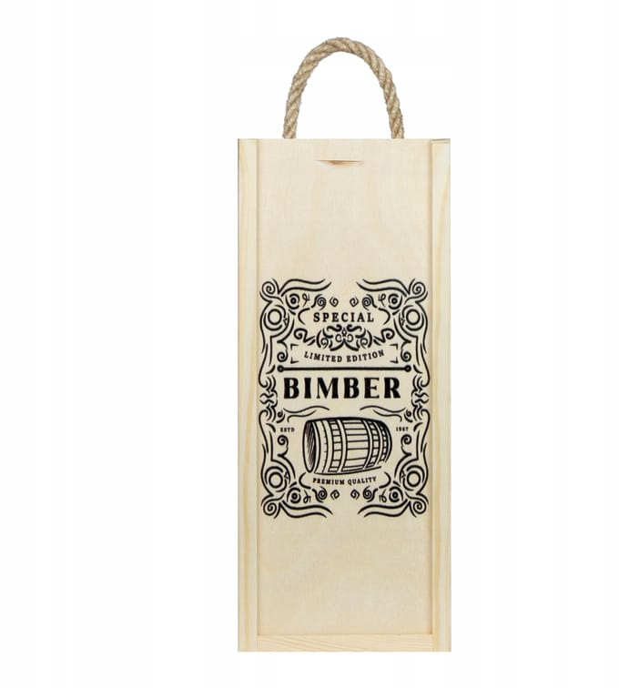 Bimberek - Houten Geschenkdoos Voor Flessen - Bimber Print - 26x10.5x8 cm