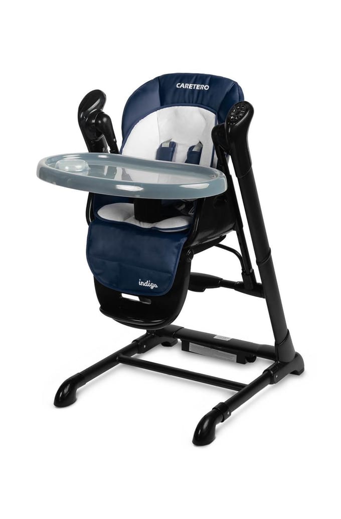 Black Indigo Serie - Kinderstoel en Babyschommel - Zwart Frame - 2 in 1 - PCV Bekleding