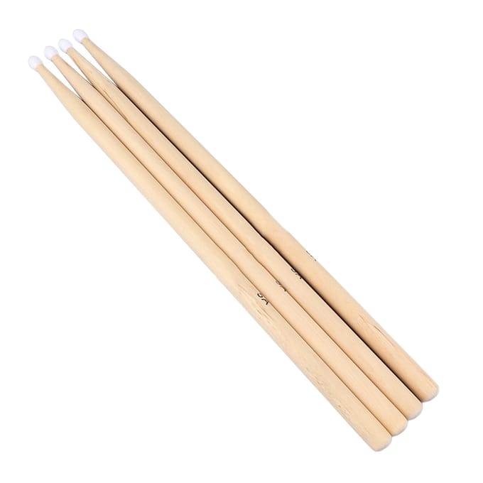 2 Paar Drumstokken Esdoornhout Multifunctioneel 5A Drumstokken voor Oefening Optreden Beginners beige