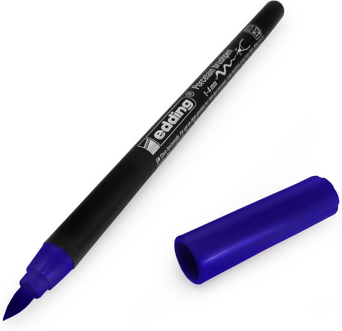 Porselein Stift - Keramiek Pen - Decoreren Servies - Flexibele Penseelpunt - 1-4mm - Blauw