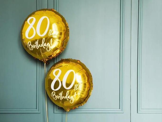Partydeco - Folieballon 80 Birthday Goud 45 cm