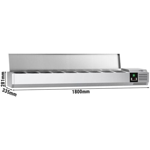 GGM Gastro Opzetkoelvitrine PREMIUM - 1800x335mm - 8x GN 1/4 zilver