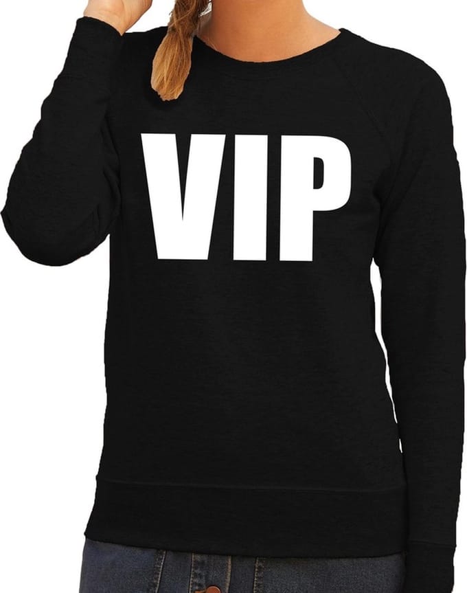 VIP tekst sweater / trui zwart voor dames S