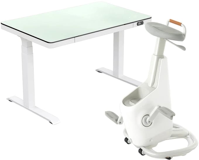 LifeSpan Ampera Fietsbureau met glazen sta-bureau (wit)