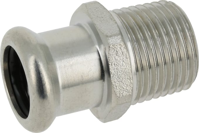 Bonfix Pressfitting RVS 316L Puntstuk 1/2 x 22 - conische buitendraad (R) x press - (m-profiel)
