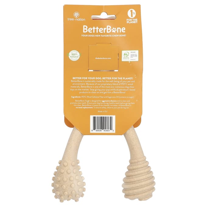 BetterBone, Stevig Kauwbot, groot, 100% natuurlijke ingrediënten, 1 speeltje beige
