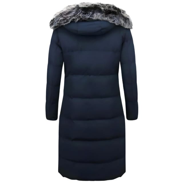 Puffer Jas Lang Dames met Capuchon - Blauw