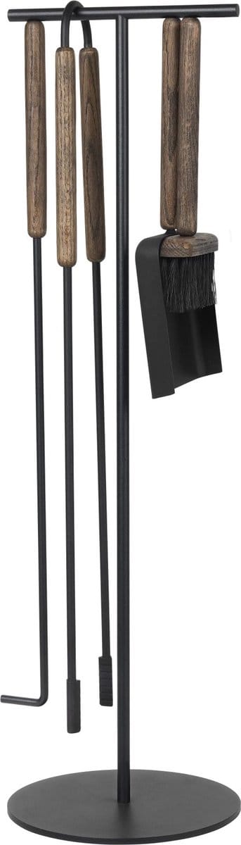 Blomus ASHI Openhaardset - H 75,5 cm, Ø 22 cm - Bruin - 5-delig