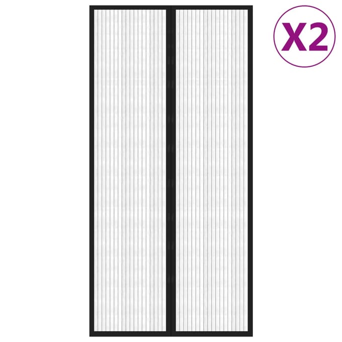 vidaXL - Insectendeurgordijnen - 2 - st - magnetisch - 220x100 - cm - zwart