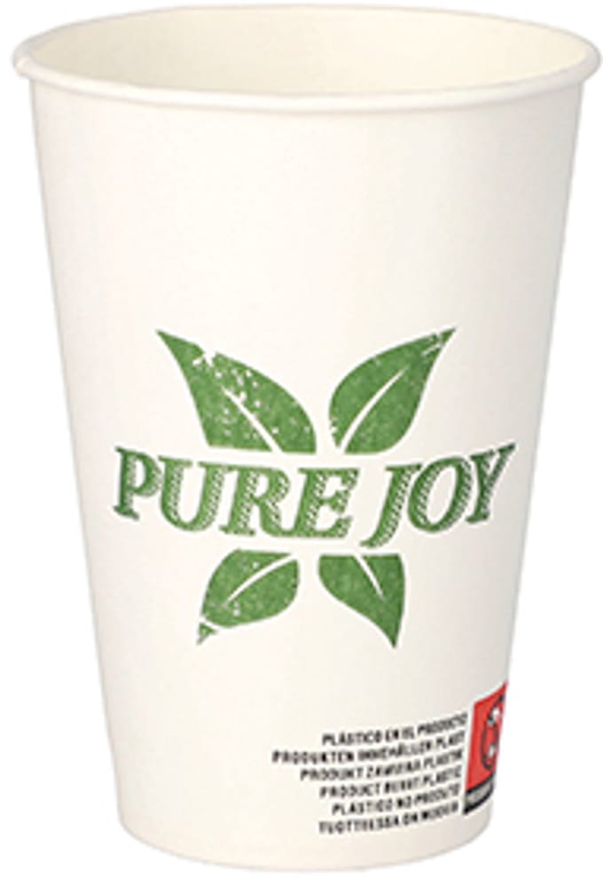 PAPSTAR Drinkbekers, Karton 0,2 l Ø 7,3 cm · 9,9 cm wit "Pure Joy" - 1000 Stuks (20x50)