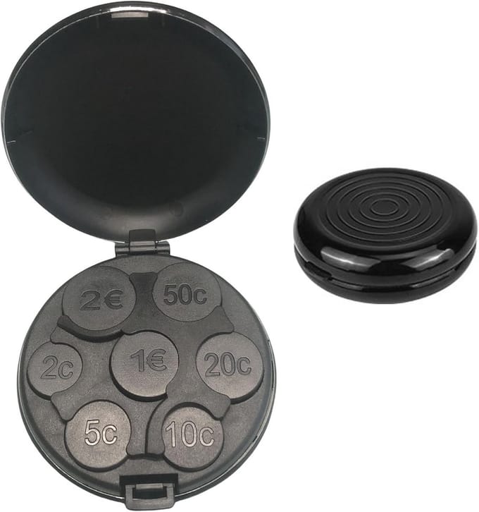 Aluminium Muntbox met 7 Compartimenten - Mini Coin Dispenser voor Euro Muntjes