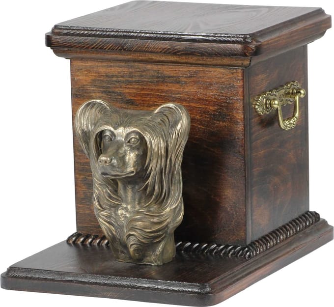 Elegante urn voor Chinese Crested Dog met hondenbuste