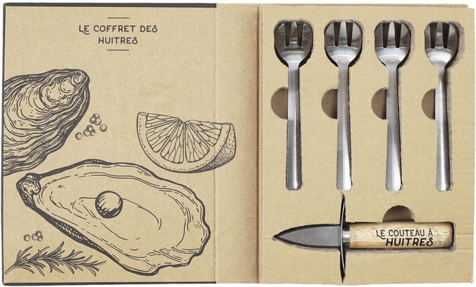 WEB2O Oester Set - 4 Oestermessen & 4 Oestervorken - Geschenkdoos