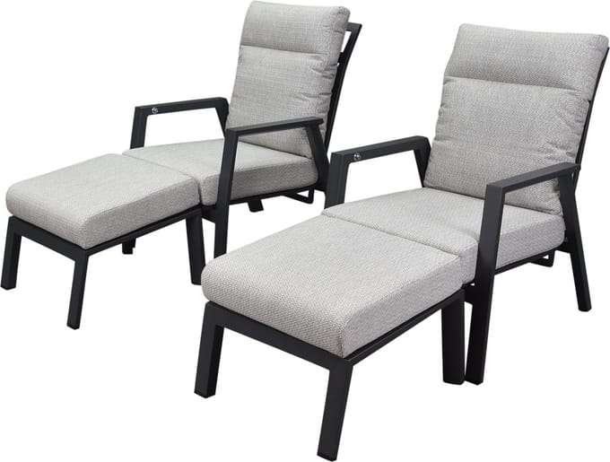 Barolo lounge balkonset 4 delig verstelbaar antraciet aluminium