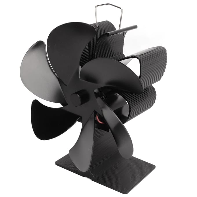 6 Blads Kachel Eco Ventilator Zwart Zelfstartend Hittebestendigheid Energie-efficiëntie Warmte black
