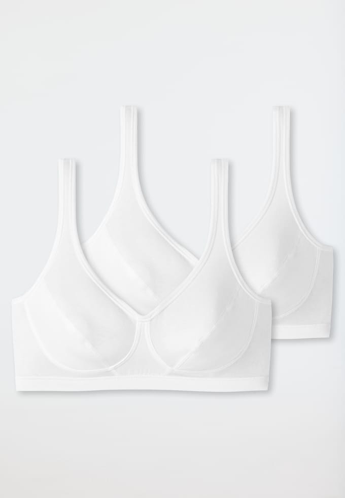 SCHIESSER 95/5 bralette (2-pack) - dames bustier met cups biologisch katoen wit