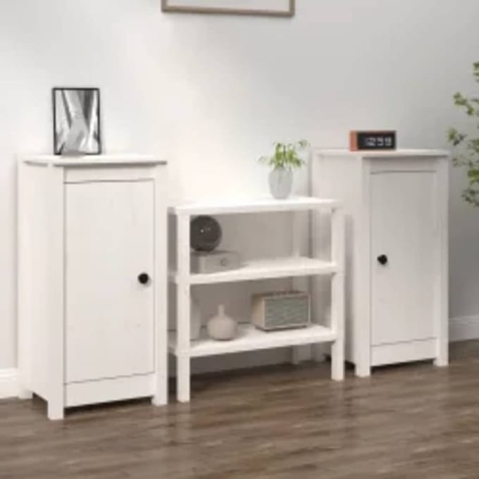 vidaXL - Dressoirs - 2 - st - 39x35x80 - cm - massief - grenenhout - wit