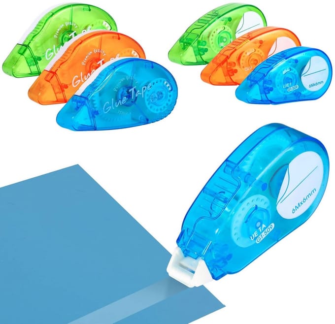 6 Stuks Dubbelzijdige Lijmroller Set voor Scrapbooking, Knutselen en Kaarten Maken