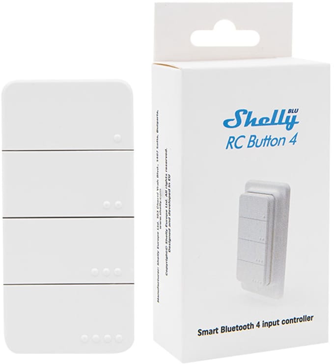Shelly BLU RC Button 4 ZB White - Bluetooth & Zigbee 4-kanaals afstandsbediening