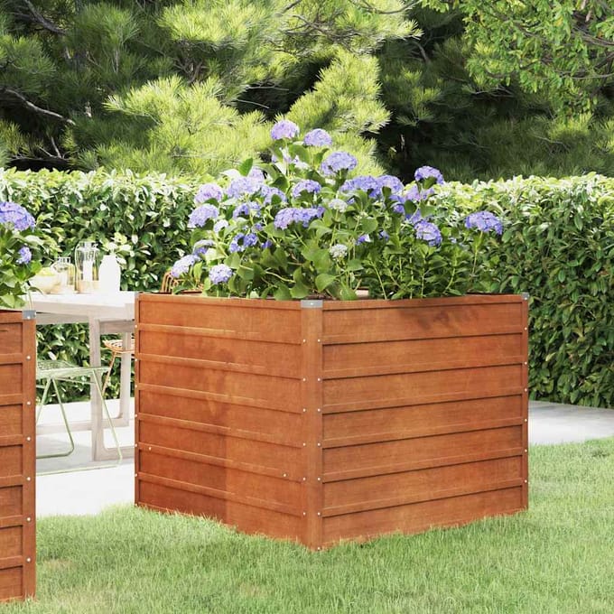 vidaXL - Plantenbak - verhoogd - 100x100x77 - cm - cortenstaal - roestig