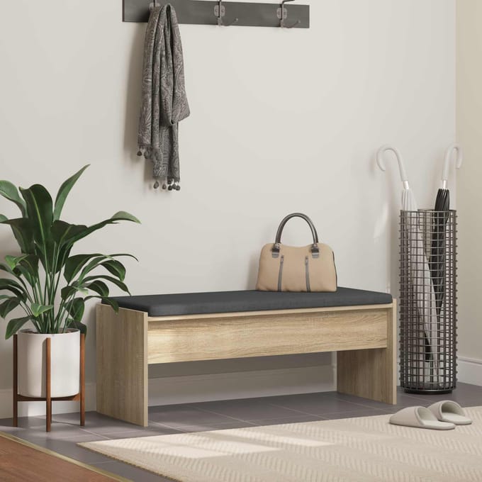 vidaXL - Hallenbank - met - kussen - Sonoma - Eik - 103 - x - 38 - x - 40 - cm