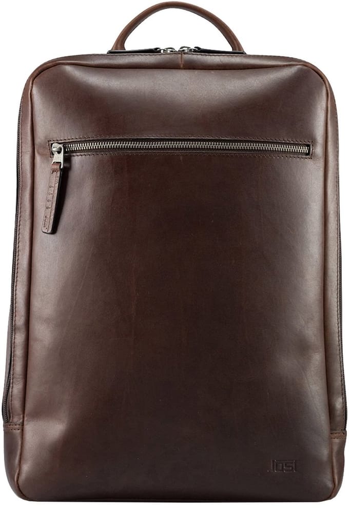 JOST Leren laptop rugzak rugzak met laptopvak Lund Daypack Backpack Brown donkerbruin