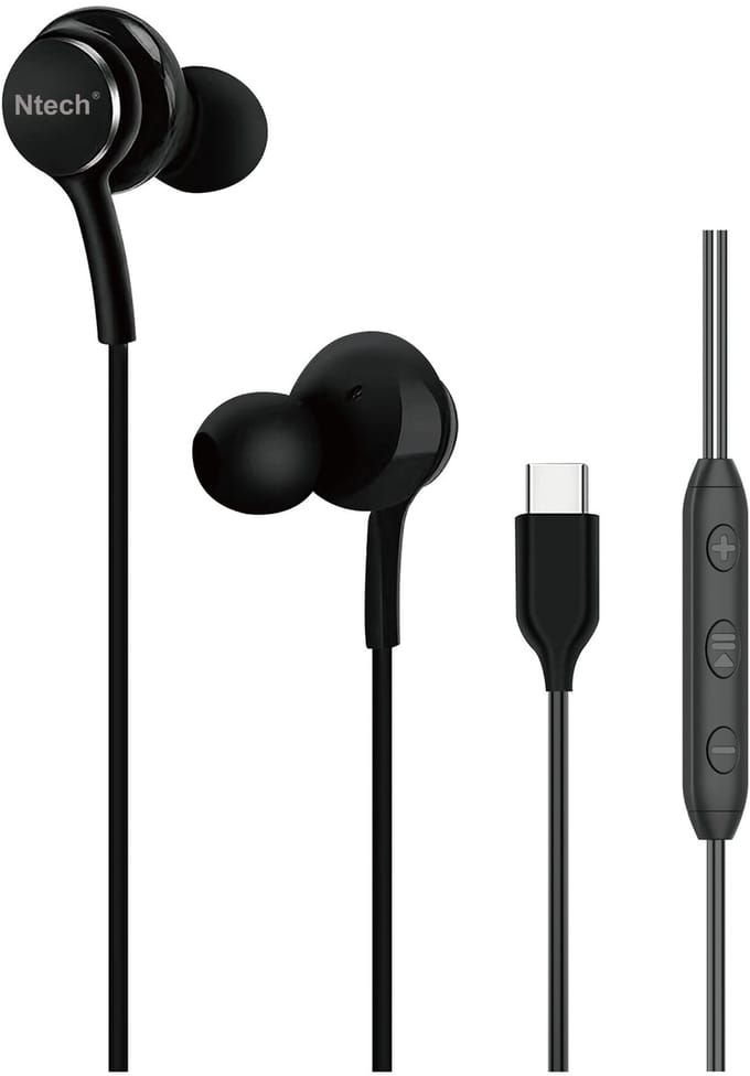Ntech - Oortjes met Draad - NT - 01 Zwart - USB C Oortjes - USB-C Aansluiting - In-Ear Oordopjes