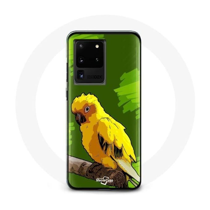 Coque - Samsung - Galaxy S20 Ultra - Oiseaux de Perruches - Jaune - Souple jaune