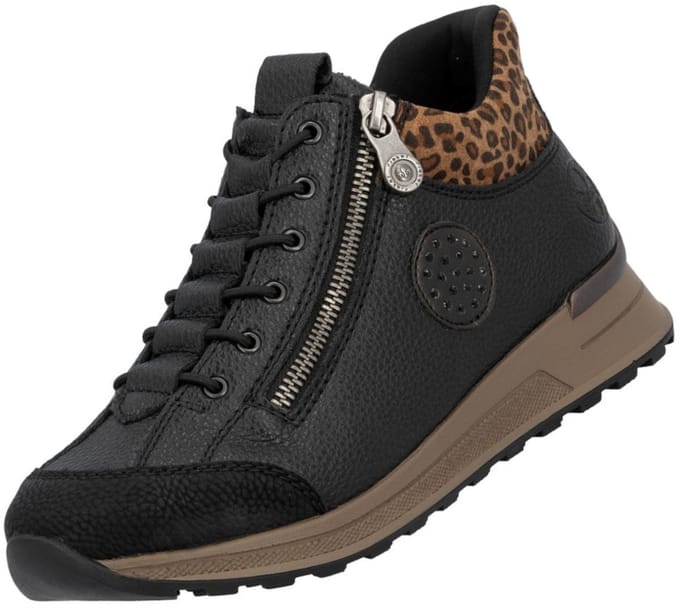 Rieker dames enkellaarsjes zwart – extra breed