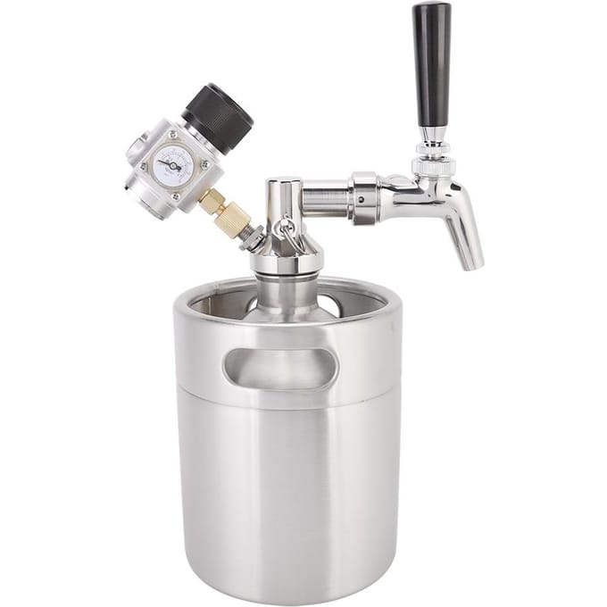 2L Roestvrij Staal Homebrew Mini Vat Kit Bierkraan+Speer+Vat+Manometer white