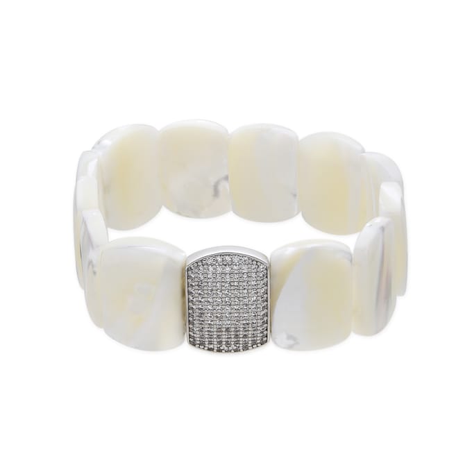 Luxenter Armband met zilveren afwerking en wit parelmoer - Nawar