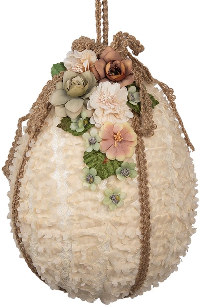 Clayre & Eef Paashanger Ei Ø 20x29 cm Beige Textiel
