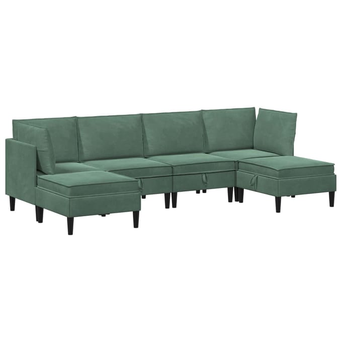 vidaXL - Woonkamer - Meubelset - 6 - st - Zeegroen - Fluweel