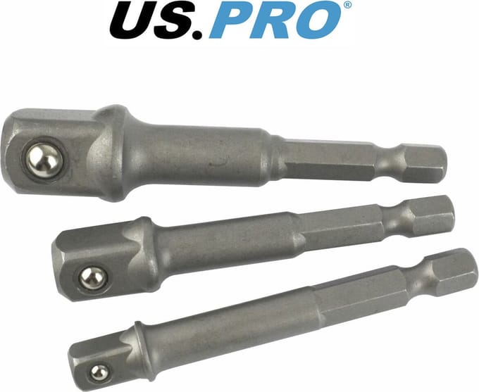 Dop adapterset voor boormachines 1/4", 3/8" en 1/2" 3-delig